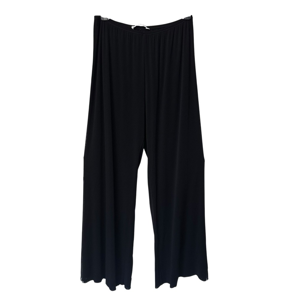 Marisa Baratelli Sheer Overlay Pants Womens Size 4 Black Wide Leg Flowy Resort